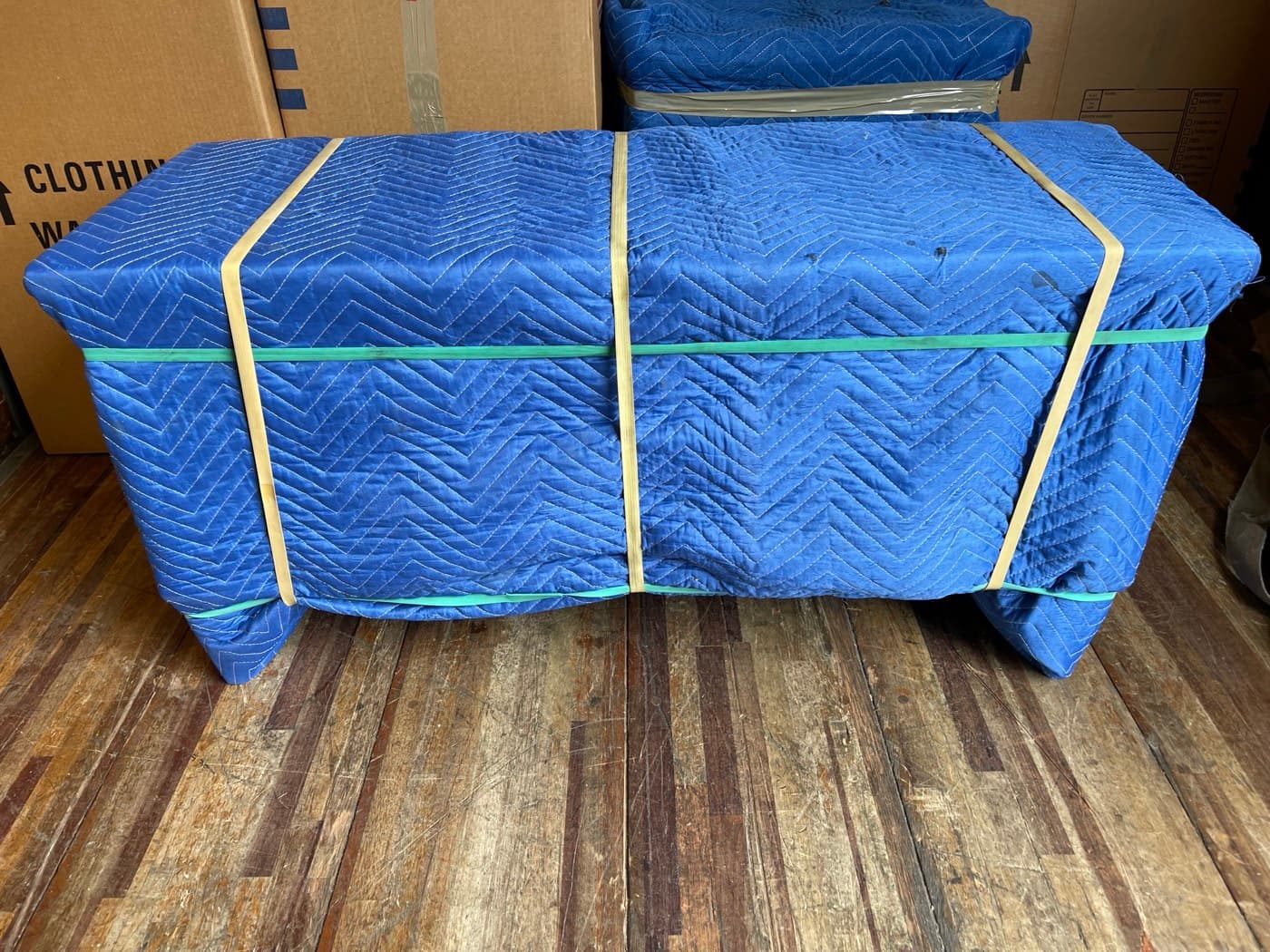 Furniture wrapped in moving pads — specialty climate-controlled storage at Silicon Valley Moving