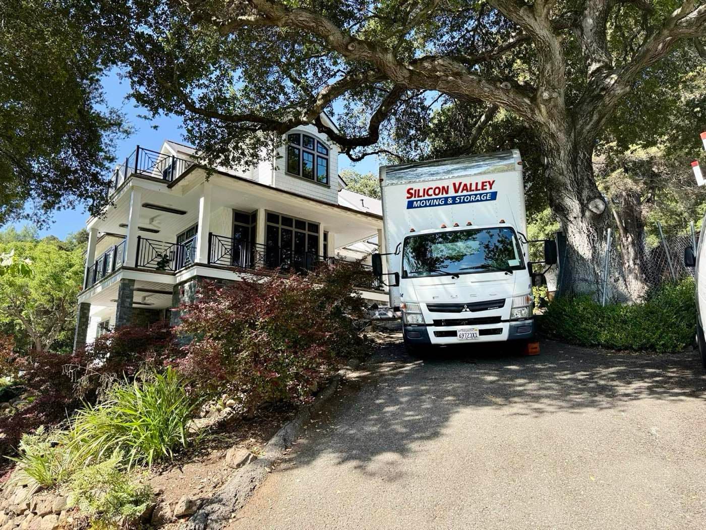 SVM truck at a residential home for a senior moving job